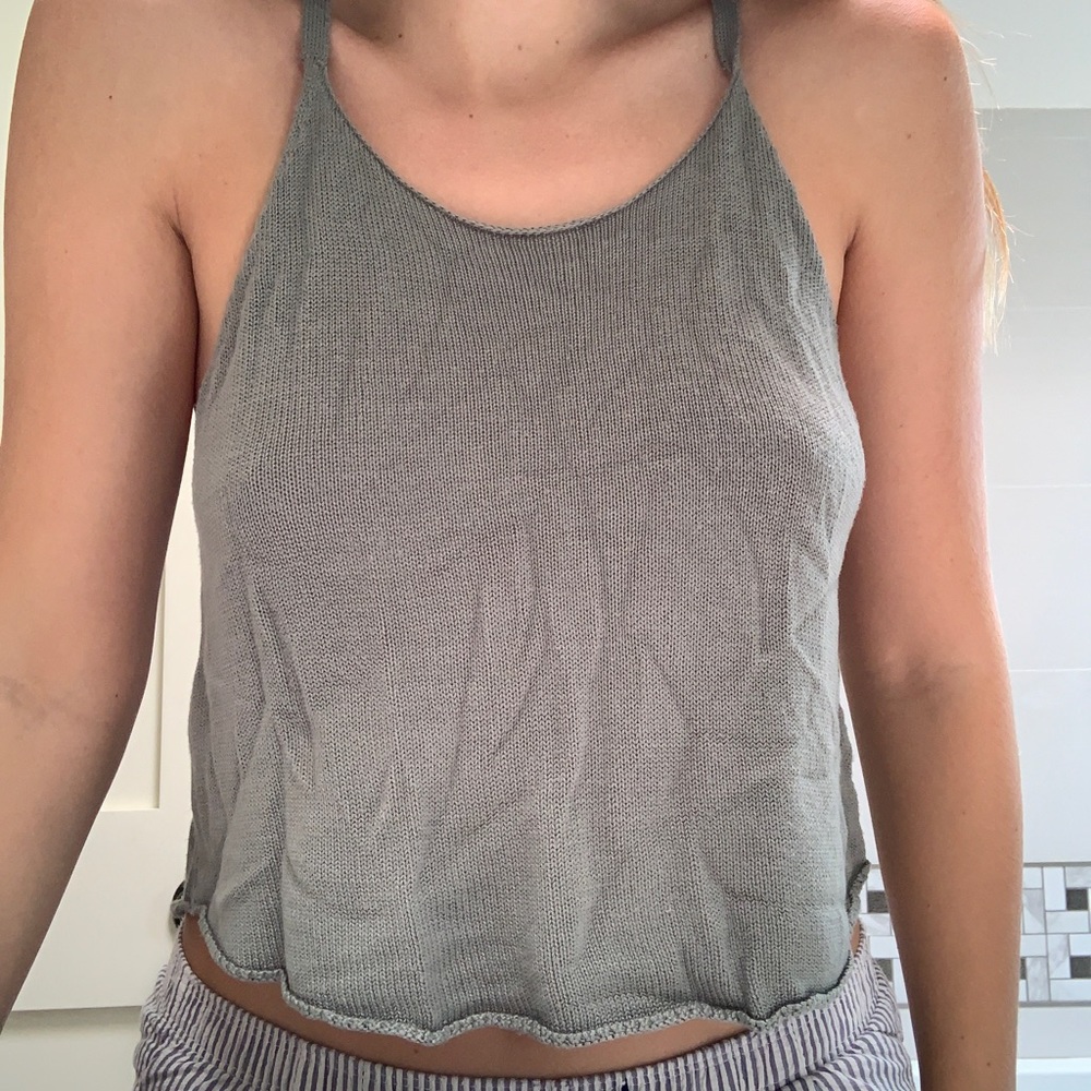 Green knitted tank top